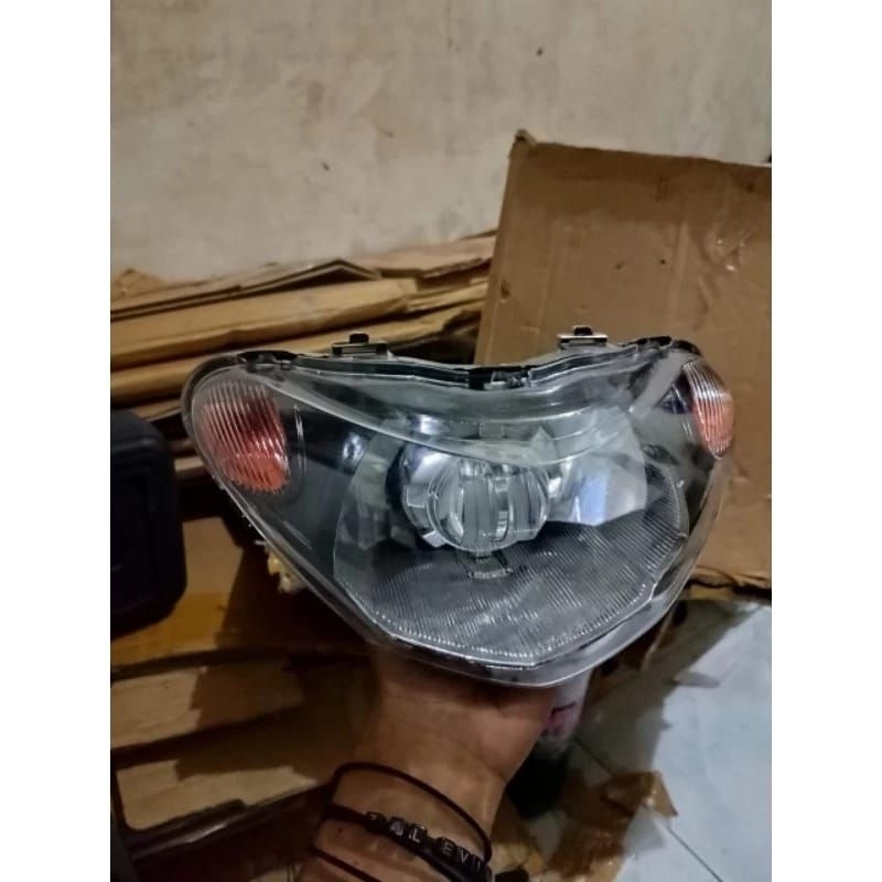 Reflektor Lampu Depan Mio Smile Set Proji 2.5 inch Custom Hitam Orange