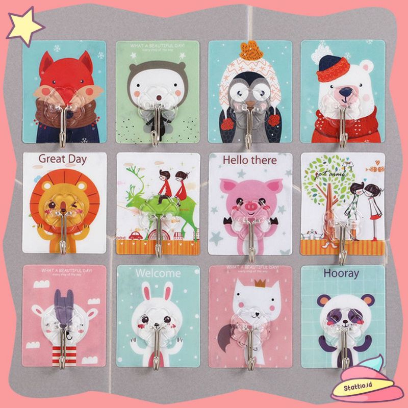 Hook Dinding Motif Gambar Gantungan Kamar Mandi  Baju Dapur Kunci Kait Tempel