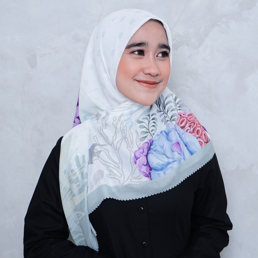 Yumna Premium The Series Sage | Hijab Segi Empat | Hijab Printing | Hijab Motif Premium