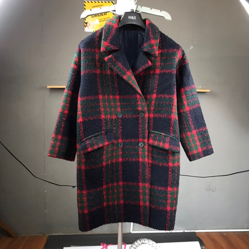 JAKET COAT MOTIF KOTAK TEBAL