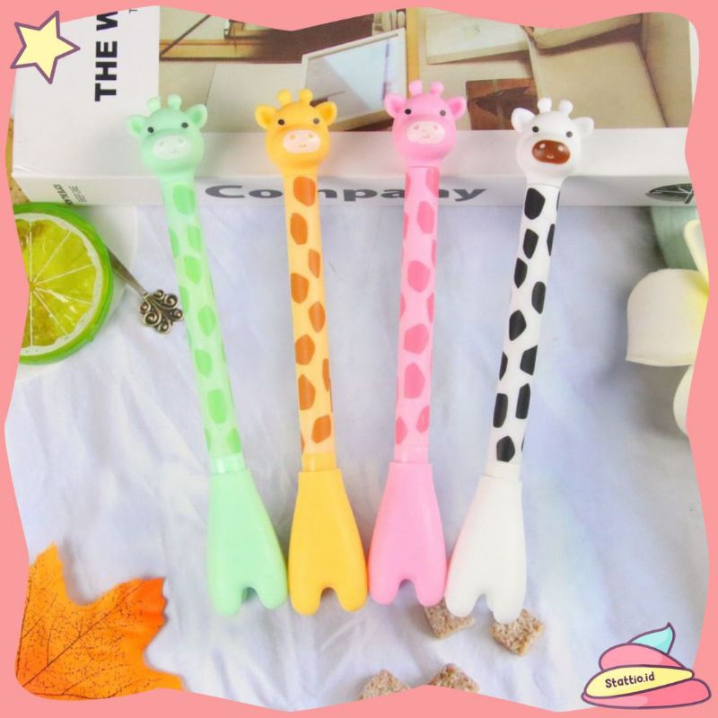 

Stattio - Pena 3D Jerapah Varian 2 Pena Tinta Hitam Karakter Hewan Lucu Model Animal Pen Gel Jerapah Giraffle Pena Pulpen