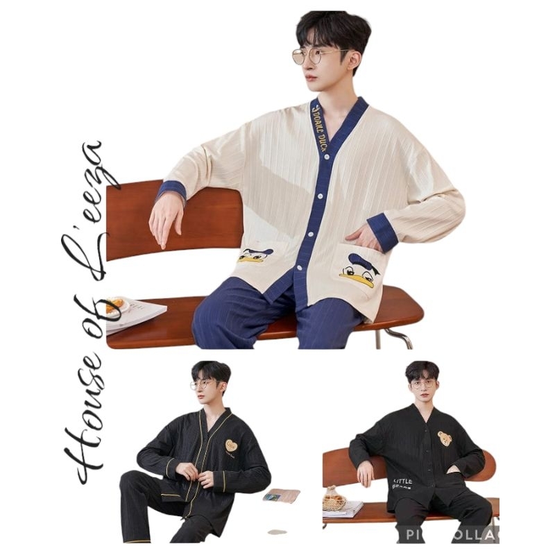 Baju Tidur Pria PP V Neck - Piyama import