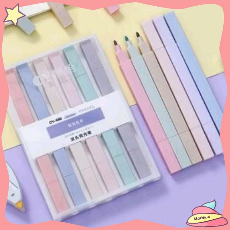 

6 pcs Stabilo Highlighter Pastel Marker Highlighter Morandi Isi 6 Box Pastel Lucu Pastel Penanda Tulisan