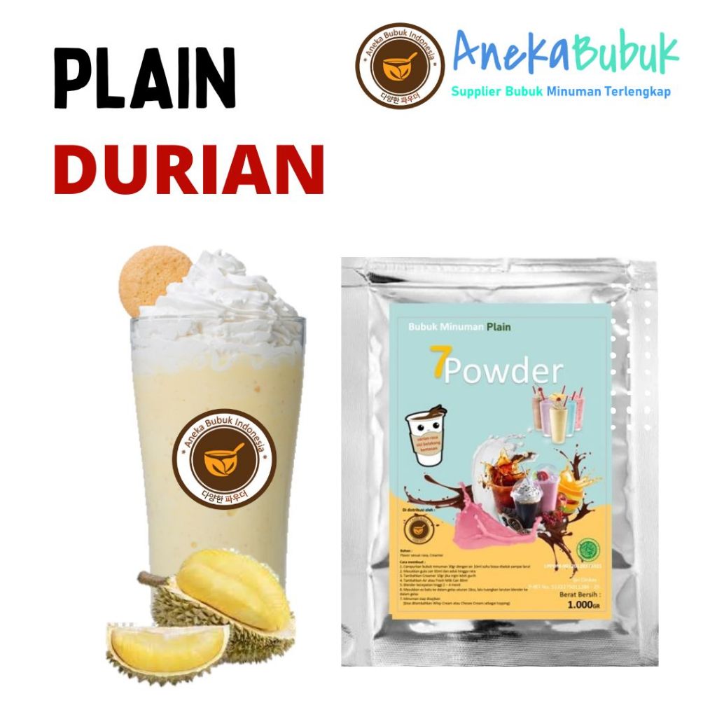 

BUBUK MINUMAN PLAIN DURIAN 1KG - SERBUK MINUMAN ES BOBA RASA BUAH DURIAN - BUBUK DUREN POWDER DRINK