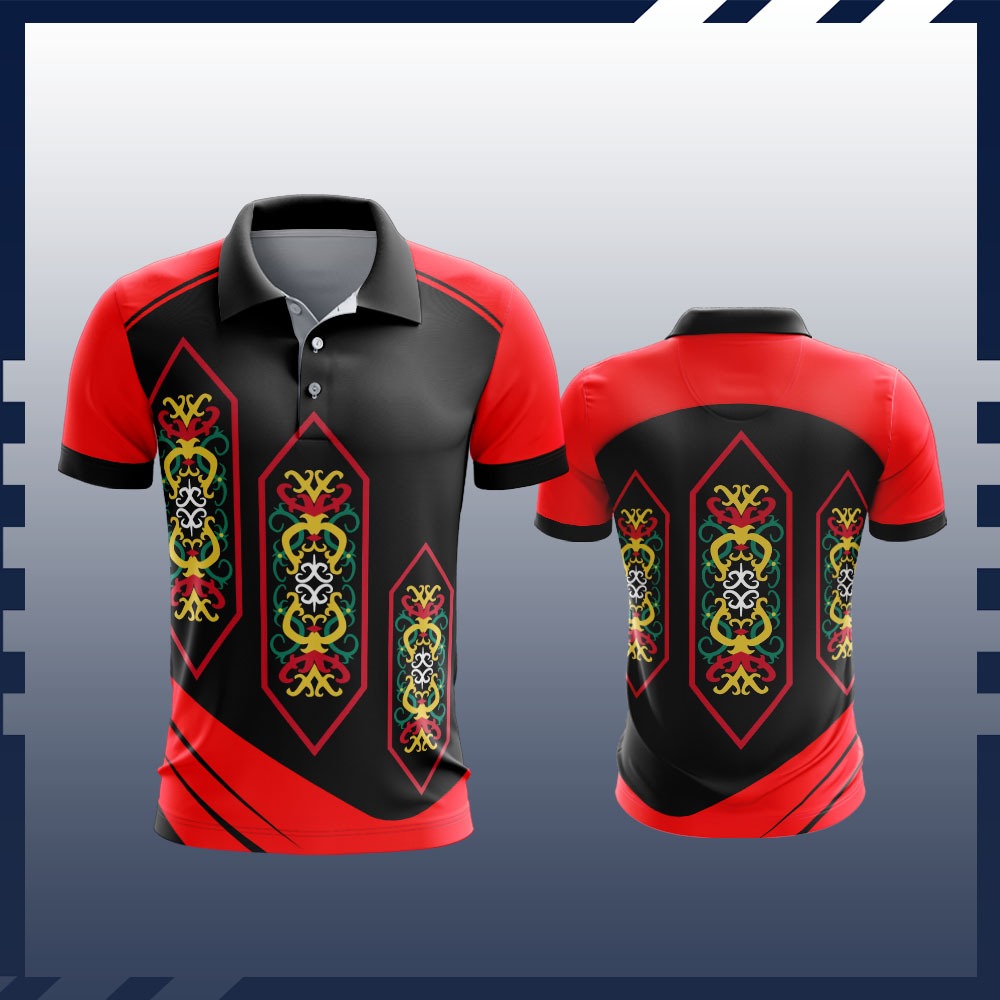 Baju Batik Kalimantan Kaos Baju Polo Pria JERSEY Batik Kalimatan Keren