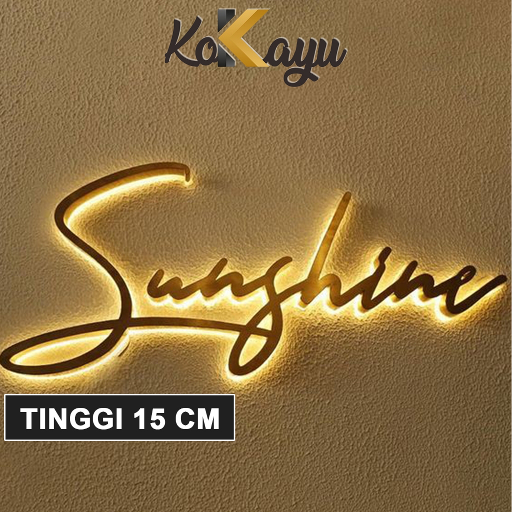Lampu Huruf Timbul Kayu Nyala Led Hiasan Dekorasi Dinding Kamar Aesthetic Hias Papan Tulisan Nama Cu
