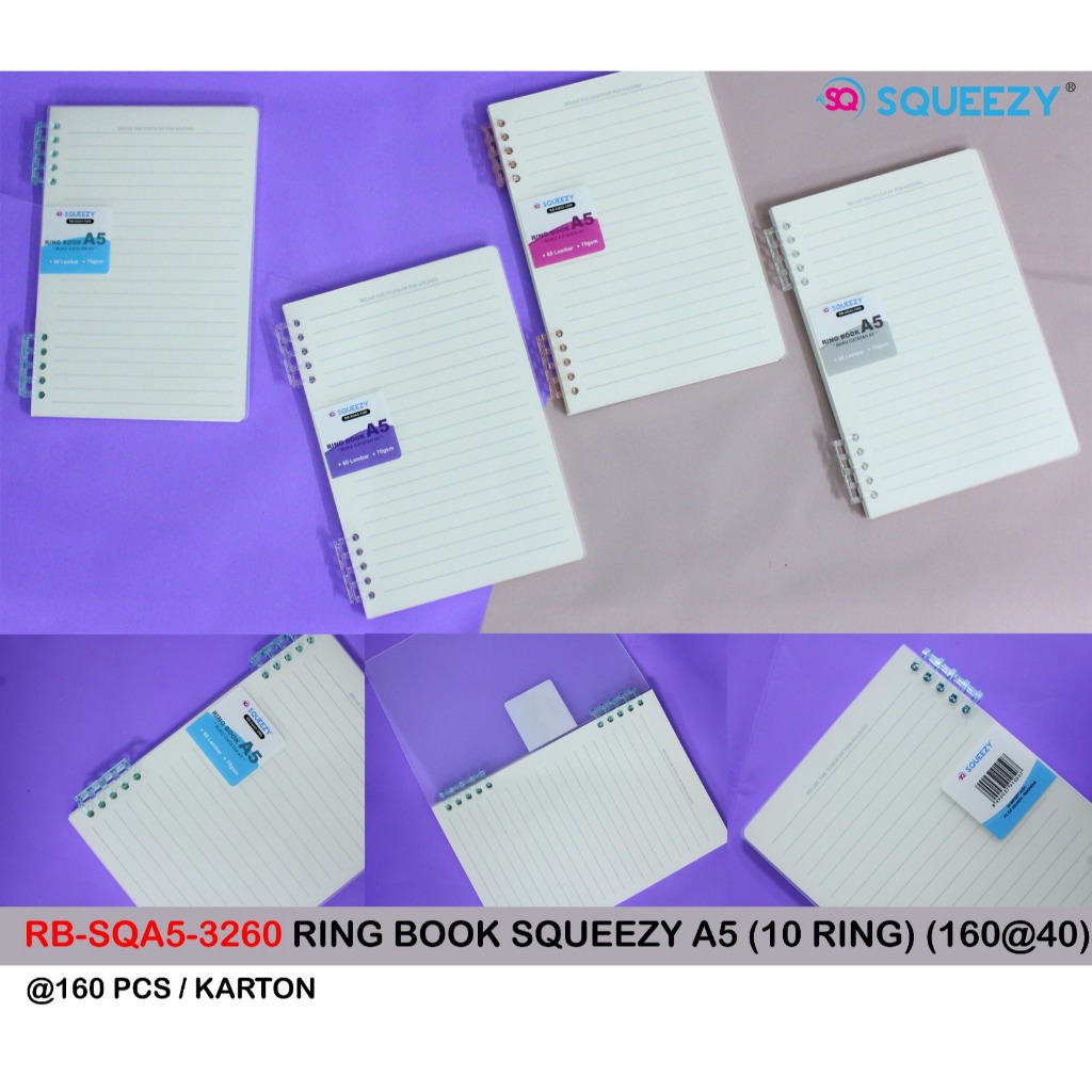 

Binder Notebook Squeezy A5 isi 60 Lembar / Notebook Binder Fancy Squeezy RB-SQA5-3260