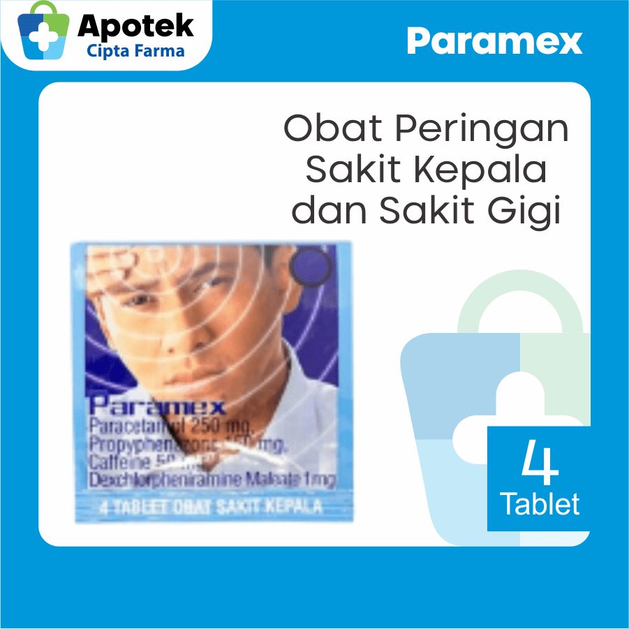 Paramex Paramek Tablet Paracetamol Caffeine Kafein Ibuprofen Ibu Profen Obat Sakit Kepala Demam Obat