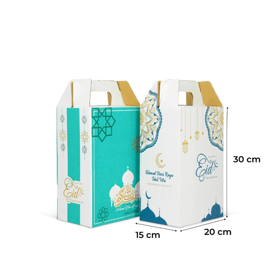 

10 Pcs Dus Jinjing Parcel Idul Fitri 20x15x30 Cm Box Hampers Lebaran Kotak Oleh-Oleh Eid Mubarak