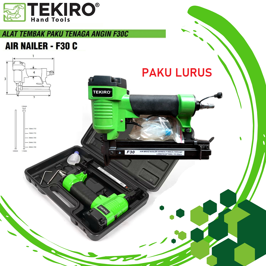 TEKIRO Air Nailer F30 C Paku Tembak Angin F30 F 30 Stapler Gun Mesin Staples Angin Paku Tembak Lurus