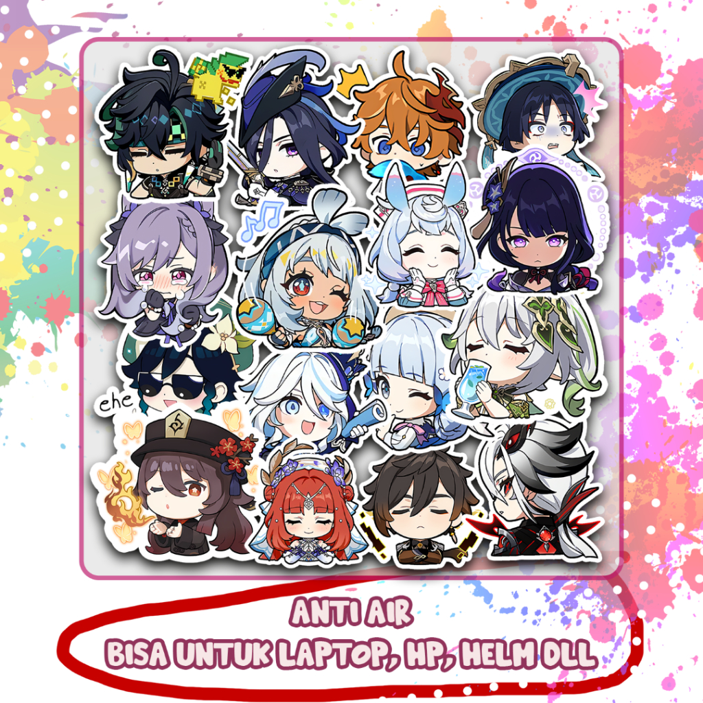 

Stiker Genshin Impact Kinich, Mualani, Furina, Hutao, Sticker Lucu Murah