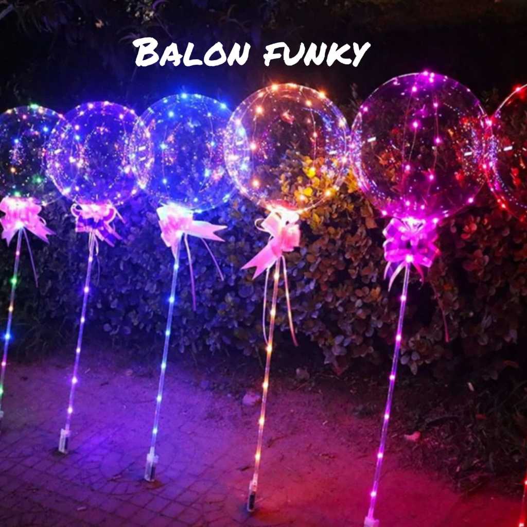 Balon PVC Bobo Emas Silver Transparan 20 inch + Lampu Led