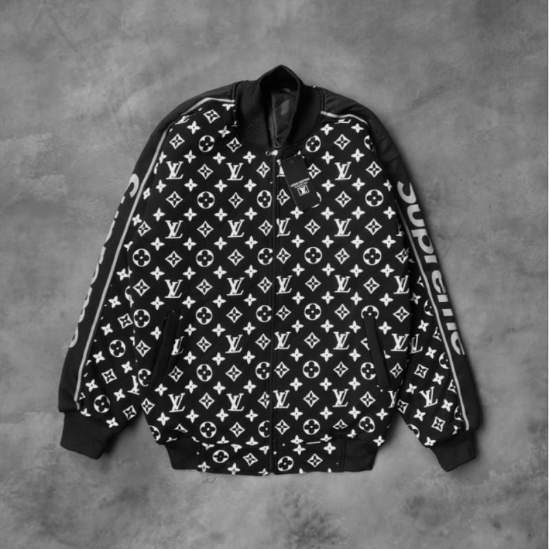VARSITY BOMBER ZAKET LOUIS VUITTON X SUPERME HIGH QUALITY TRANDY FULL PRINT
