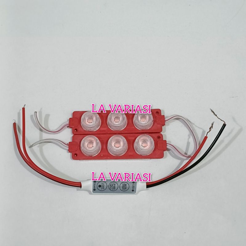 MODUL LAMPU KEDIP BLITS PESAWAT + 2 BIJI LED 3 MATA BESAR 12V 24V LAMPU VARIASI MOTOR MOBIL TRUK BUS