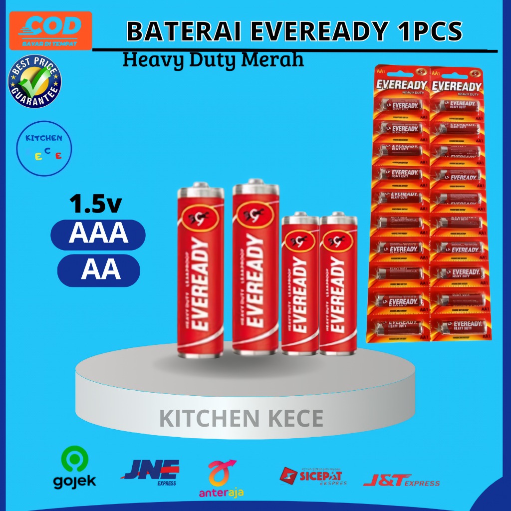 Batrai Eveready Baterai Battery AA A2 1.5v Untuk Elektronik Remot Jam Dinding Heavy Duty Merah 1 Pcs