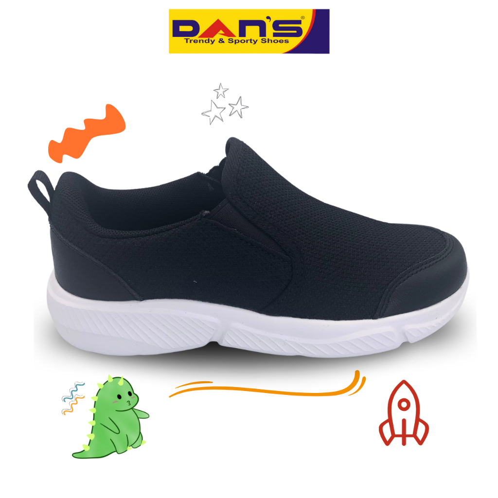 Sepatu Dans Dino Sepatu Slip On Anak Laki-Laki - Black