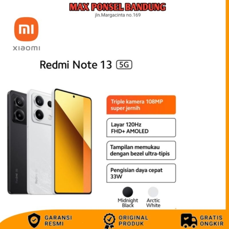 Xiaomi Redmi Note 13 5G 8/256 RAM 8GB ROM 256 Batrei 5000mAh Garansi resmi Indonesia