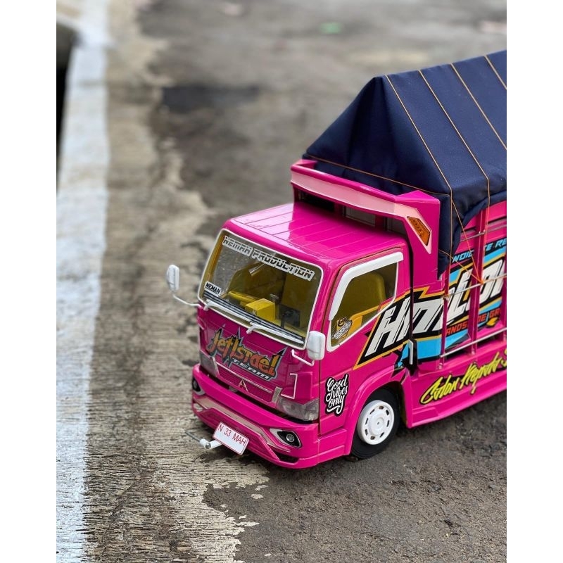 MINIATUR TRUK OLENG MINIATUR TRUK LAMPU TERPAL MURAH TRUK OLENG RODA KAYU BISA COD