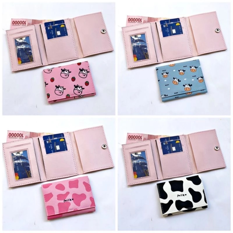 DOMPET LIPAT KOREAN CEWEK MOTIF SAPI DOMPET ANAK PEREMPUAN DOMPET UNIK DOMPET LUCU