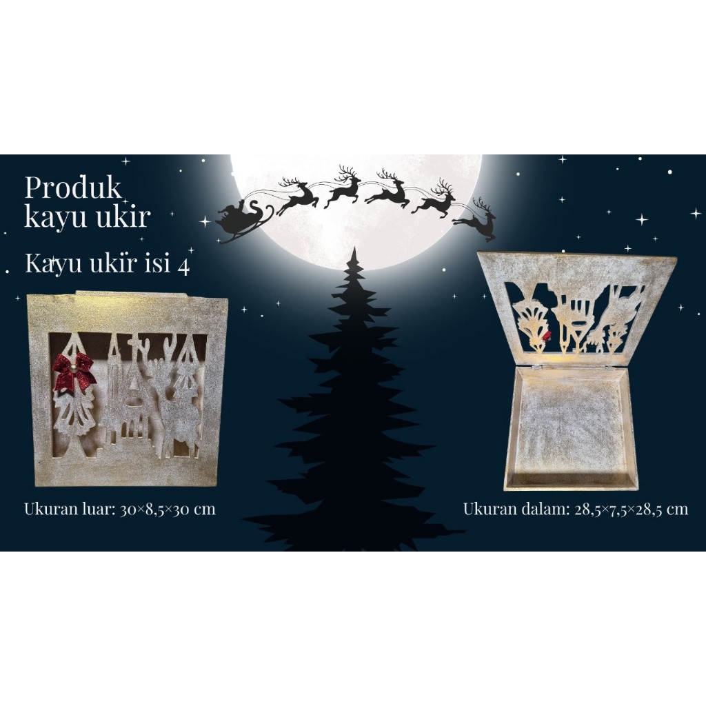 

Box Ukir isi 4 Toples / Box Hampers Natal (include Pita, Toples tidak termasuk)