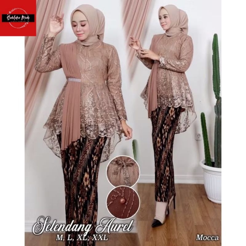 SM Kebaya Modern Set Kebaya Aurel Selendang Setelan Aurora selendang Atasan Kebaya Modern Kebaya Wis