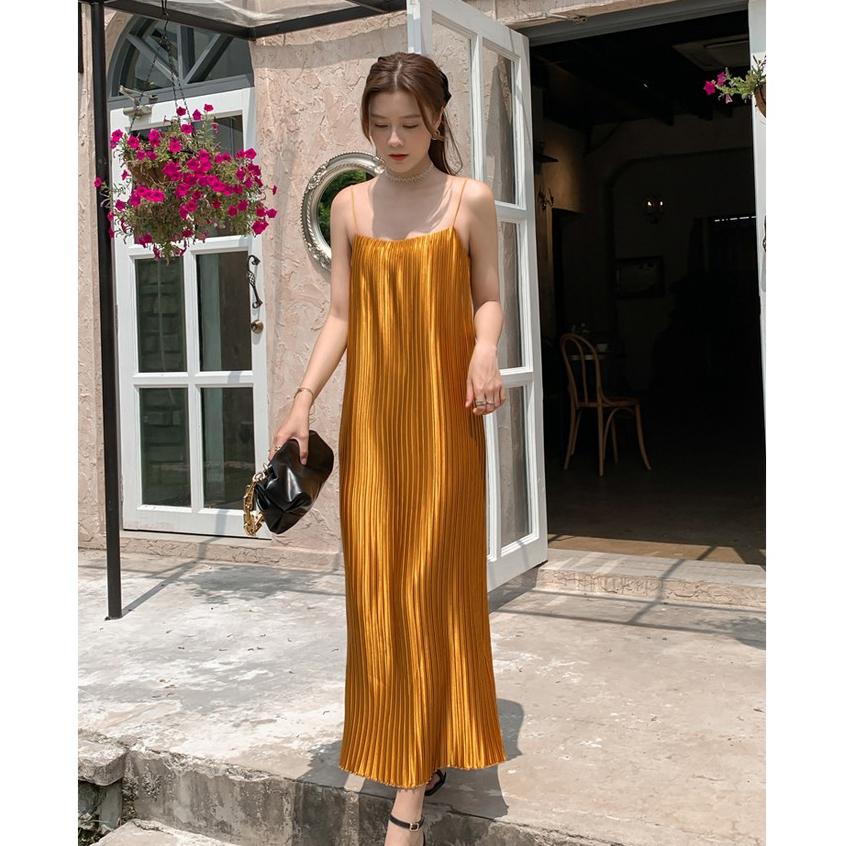 𝐑𝐄𝐀𝐃𝐘 𝐒𝐓𝐎𝐂𝐊 𝐒𝐀𝐅 - YELLOW GOLD prisket dress woman premium / korean summer dress / beachwear bali / d