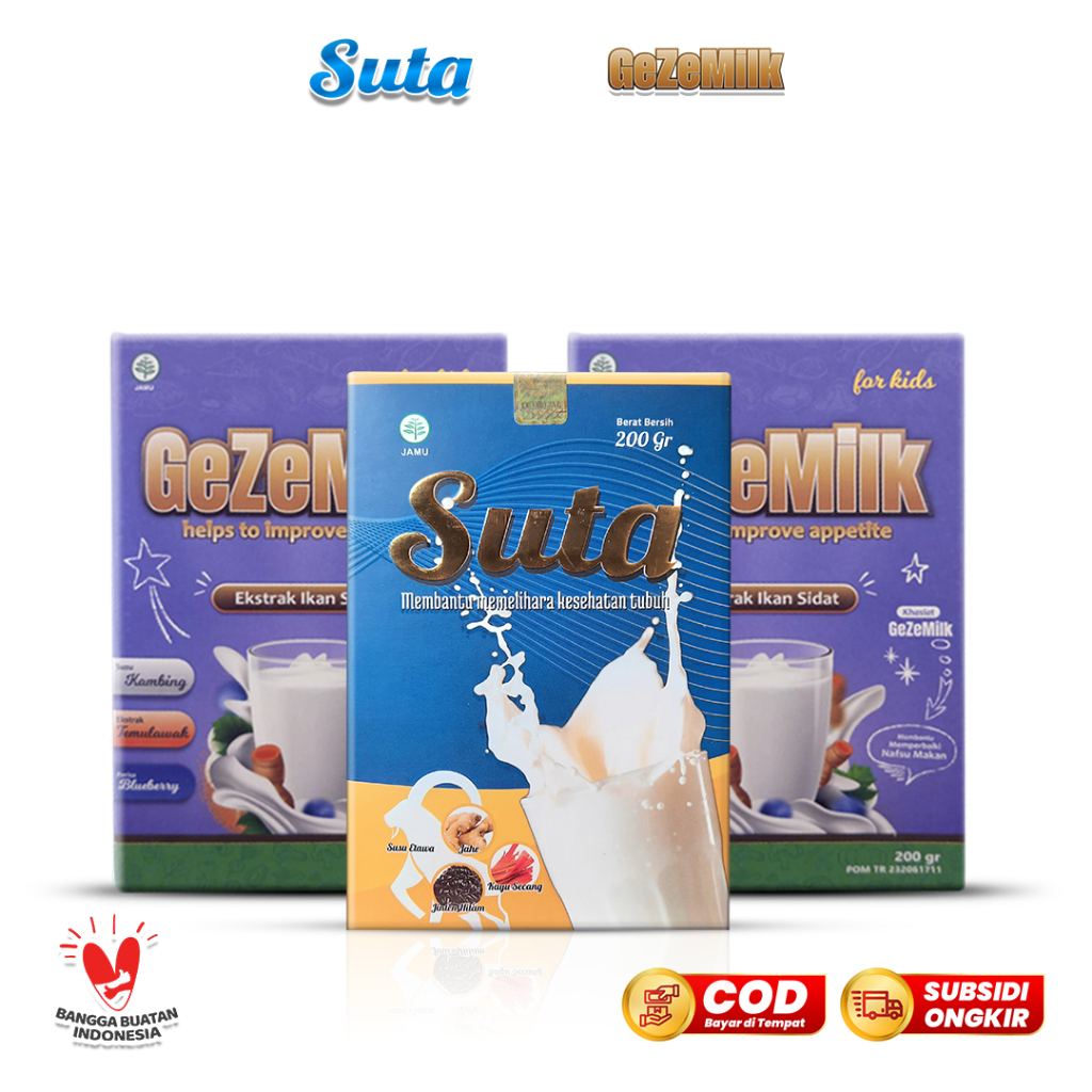 

Suta 1 Box & GeZeMilk 2 Box Paket Bundling – Solusi Kesehatan Menyeluruh untuk Wanita dan Anak