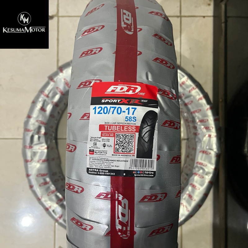 BAN LUAR FDR 120/70-17 SPORT XR EVO TUBELESS BAN BELAKANG MX KING VIXION NEW