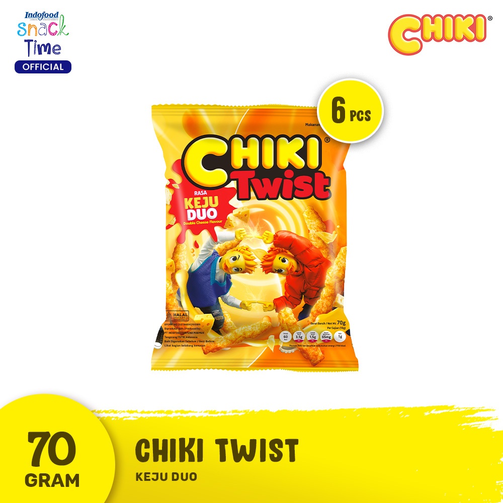 

Chiki Twist Keju Duo (Double Cheese) 70gr - 6 Pcs