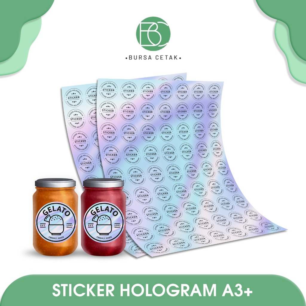 

BURSA CETAK - Print Sticker Hologram A3+ / Cetak Stiker Rainbow / Lebel Pelangi Custom