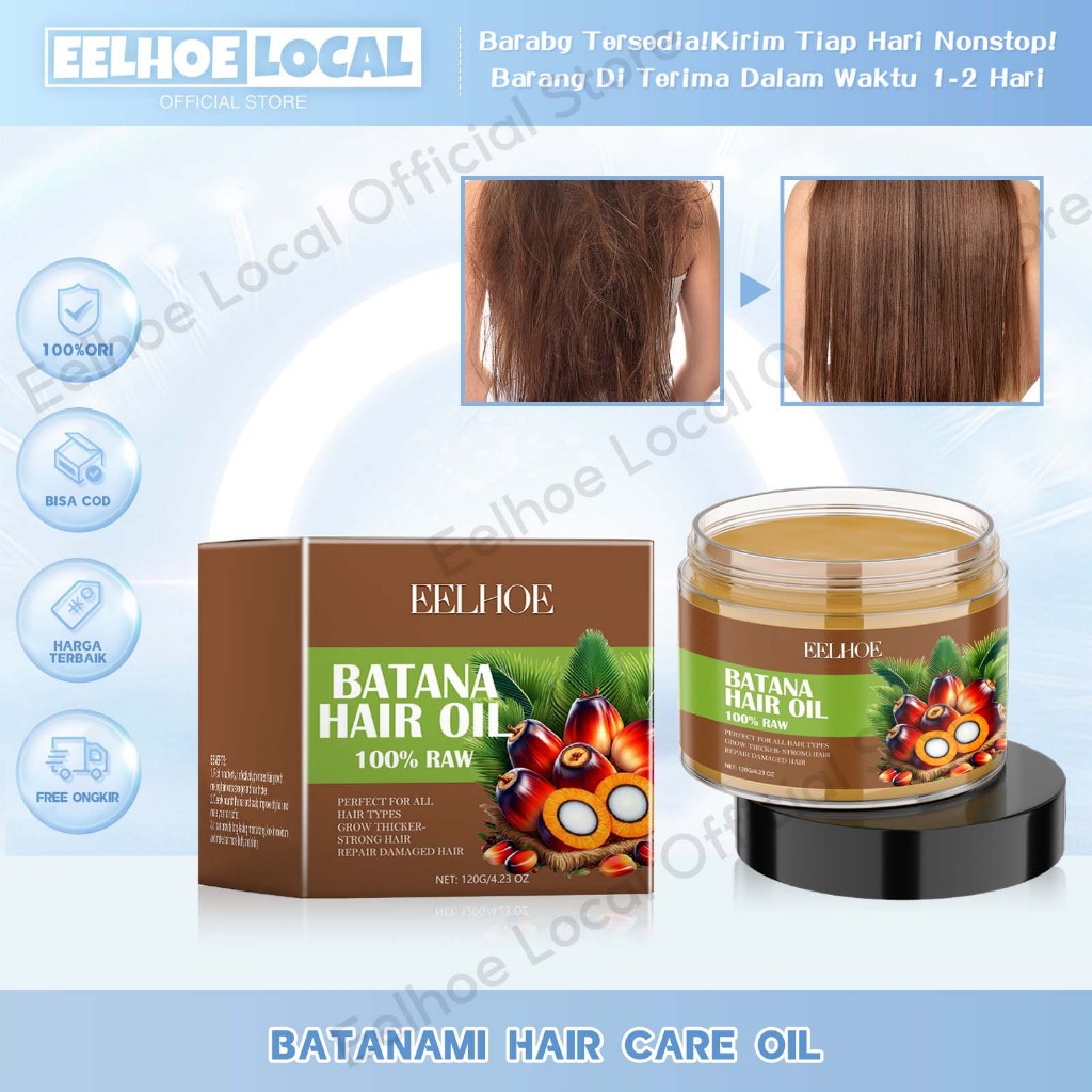 EELHOE Batana Hair Oil 100% Raw Natural 120g Batana Hair Cream Perbaikan Rusak Batana Conditioner