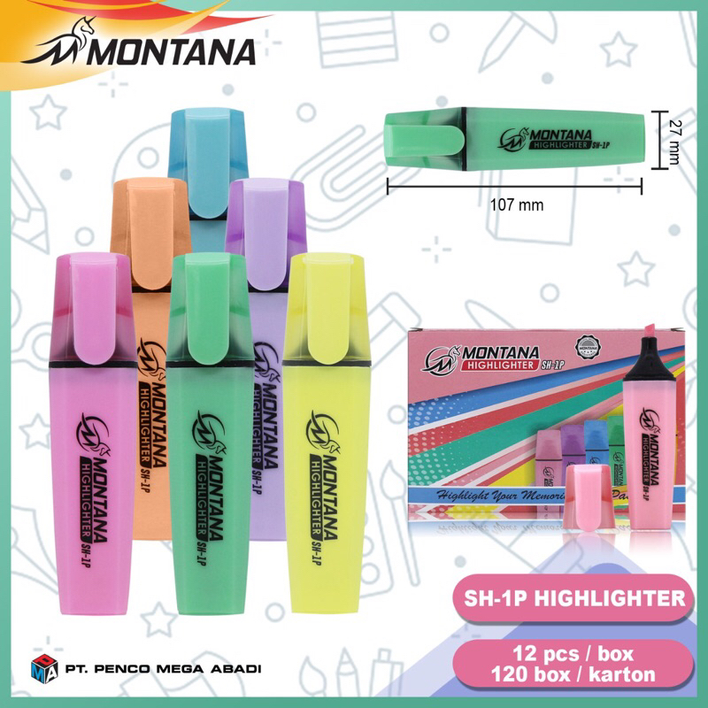 

Grosir 1lsn Montana Highlighter SH-1P warna pastel // spidol pastel // penanda kalimat //