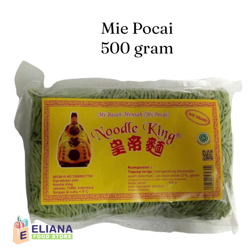 

NOODLE KING MIE POCAI HIJAU 500 GR / MIE HIJAU SAYUR POCAI / MIE MENTAH