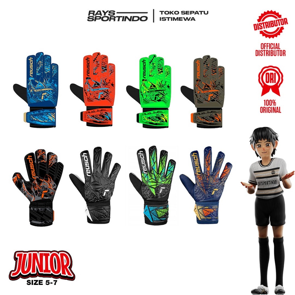 SARUNG TANGAN KIPER ANAK REUSCH GK GLOVE ATTRAKT SOLID JUNIOR