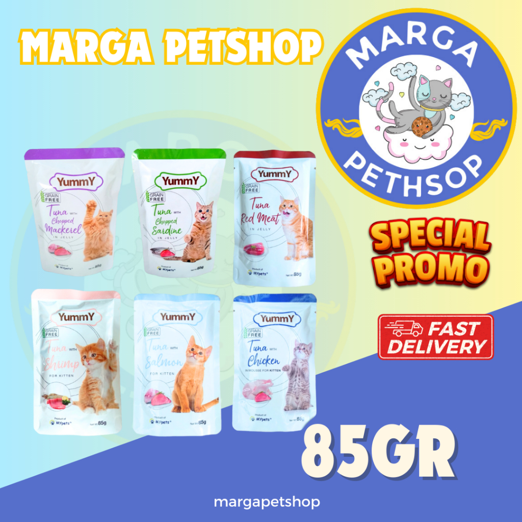 Yummy pouch cat 85gr kitten & adult ALL VARIANT yummy cat wet food