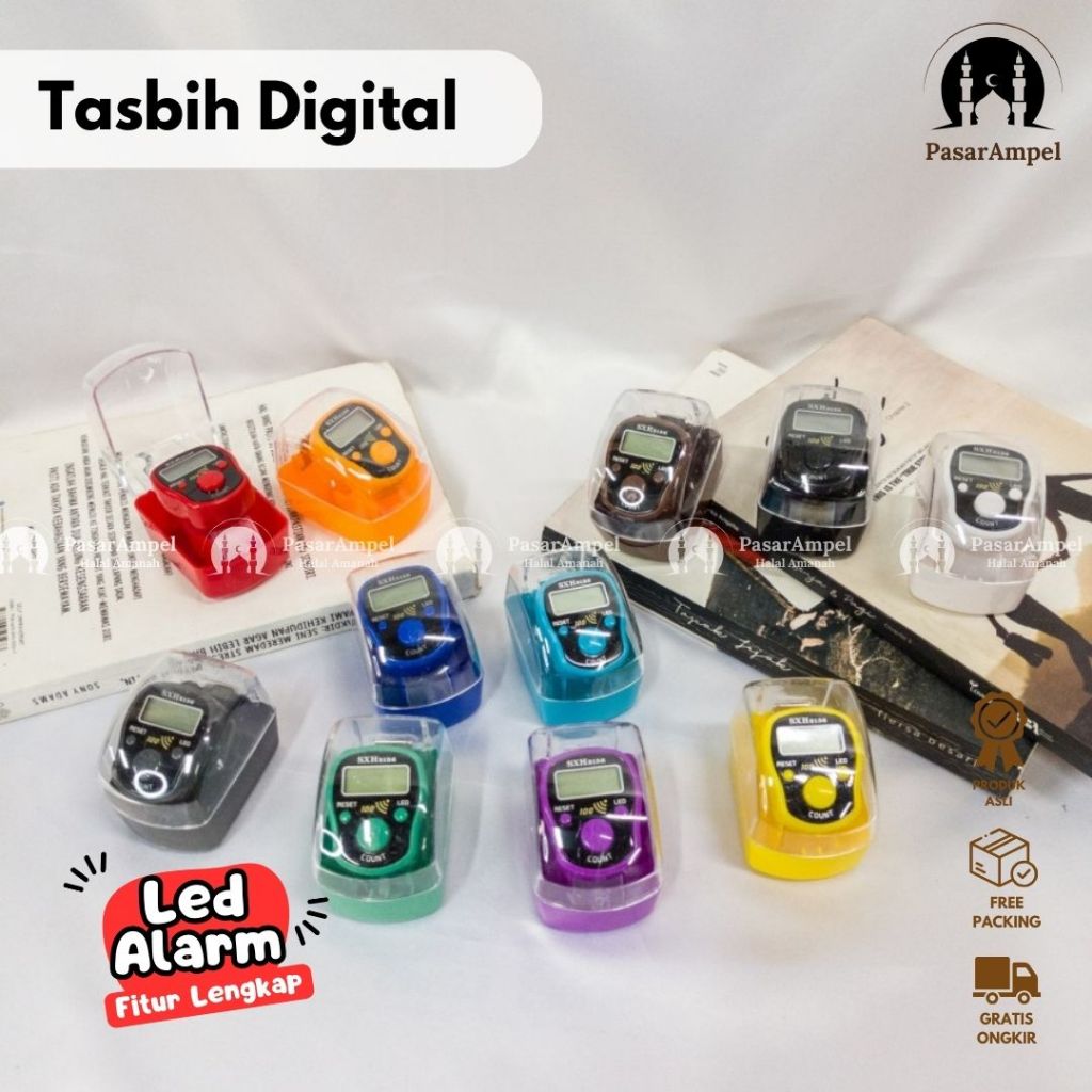 Tasbih Digital Led Per 100 Bunyi, Finger Counter Led Alarm Alat Zikir - TASBIH LED ALARM
