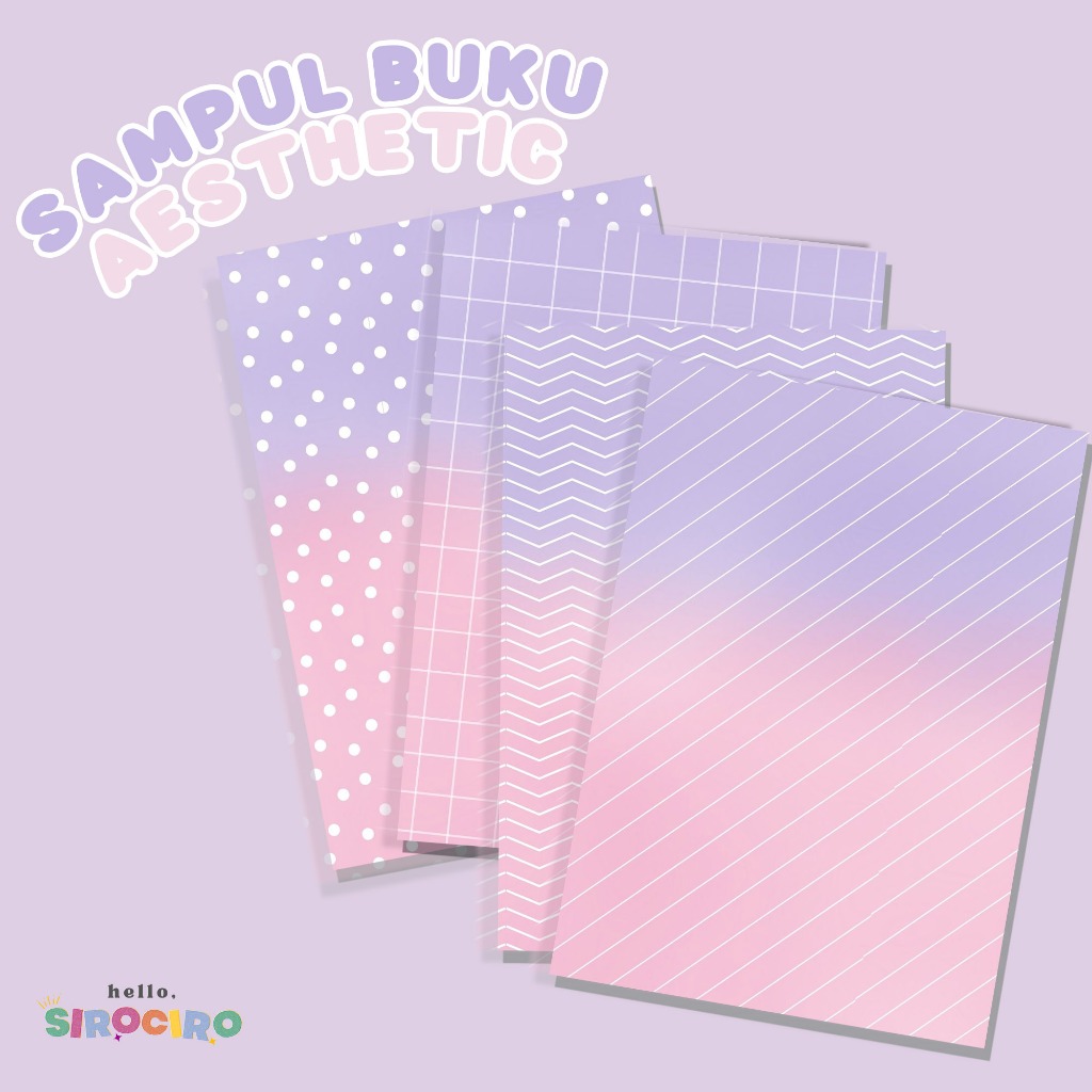 

8 Lembar Sampul Buku PINK PURPLE esthetic Sampul Buku Lucu A5 & B5