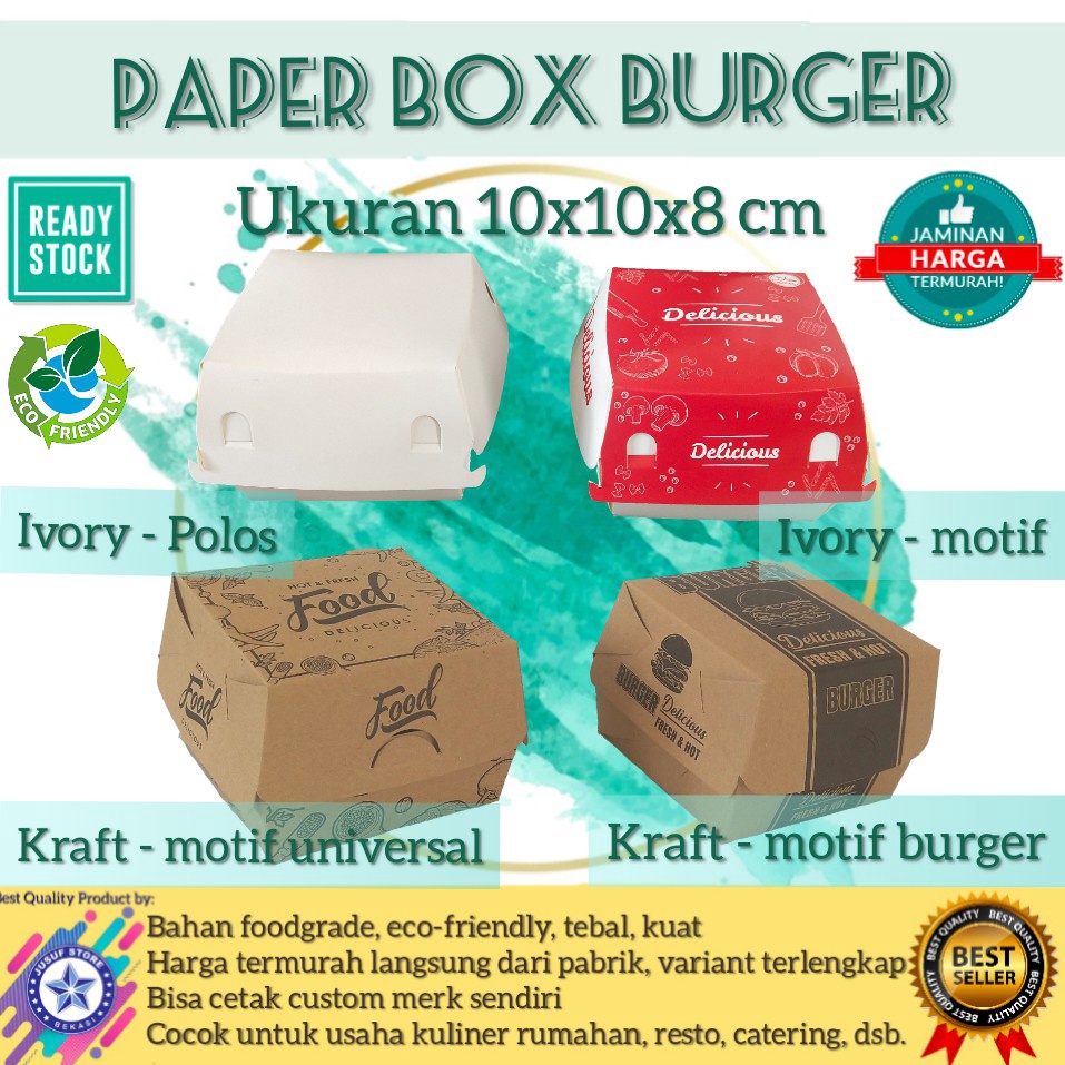 

5pcs Box Burger Dus Burger Kemasan Burger Tempat Burger Kotak Burger 5Pcs