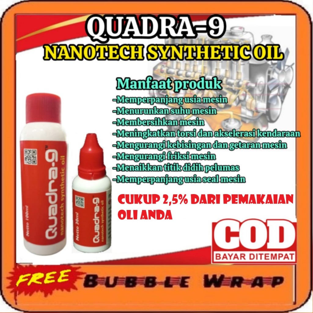 Oli aditif oli mesin mobil matic dan manual Quadra-9 nano oil technology Memperbaiki, Merawat Mesin 