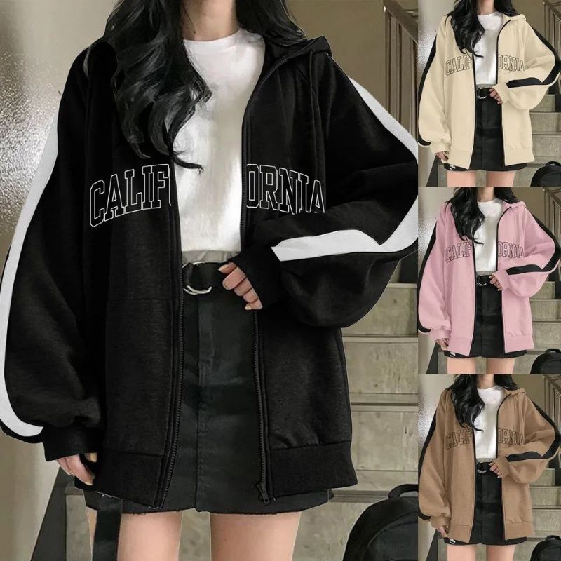 (S-XXXXXX-6XL) JAKET ZIPPER RESLETING COMBINASI KOREAN STYLE PRIA WANITA
