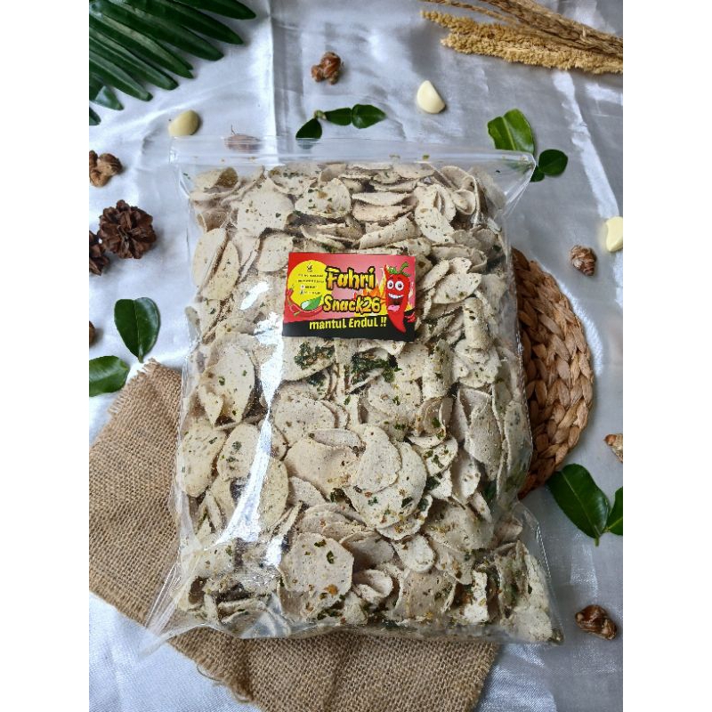

Basreng daging sapi pedas,gurih daun jeruk kencur mantuL enduL kriuk kriuk 1kg