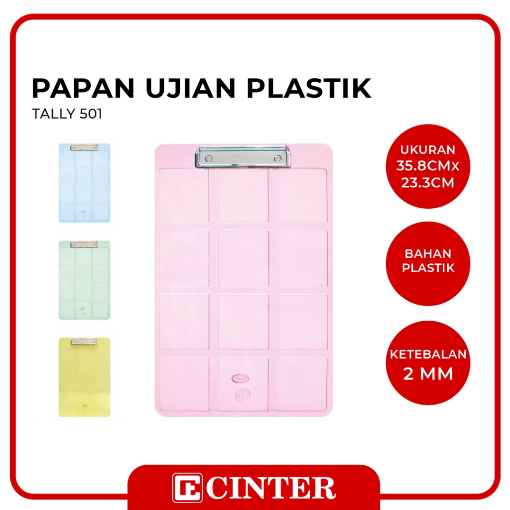 

TALLY - PAPAN ALAS / PAPAN JALAN / PAPAN UJIAN PLASTIK TRANSPARAN TREND 501