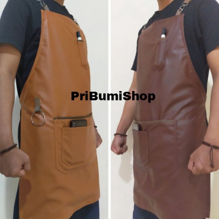 Apron Barista Kulit Celemek Kulit Chef  Baer Super Asli Garut