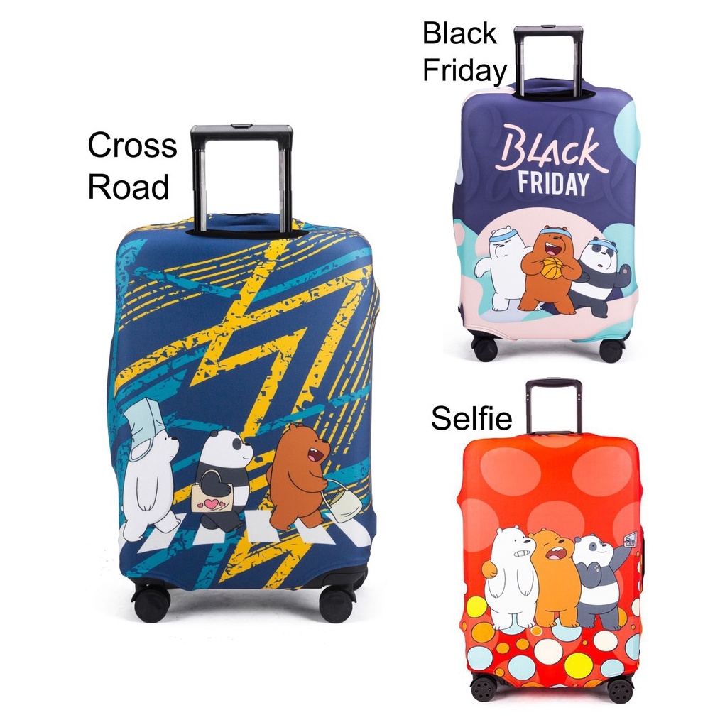 Luggage Cover Pelindung Sarung Koper Elastis Three Bears Beruang