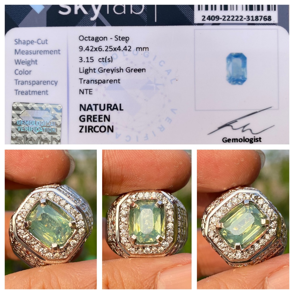 Natural 3.15ct green zircon eye clean december birthstone