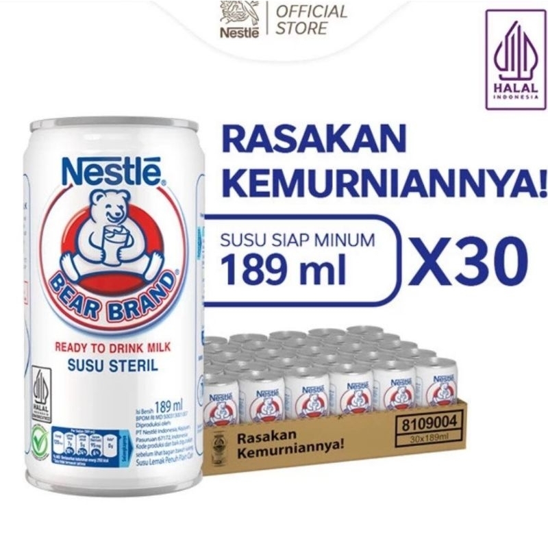 

Nestle Bear Brand Susu Beruang 189ml 1 Karton 30 x 189ml Susu Steril