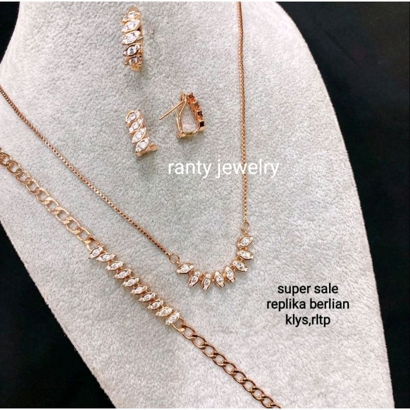 Set Replika Berlian Model Tura Padi yang simpel, cocok untuk anak gadis, awet,