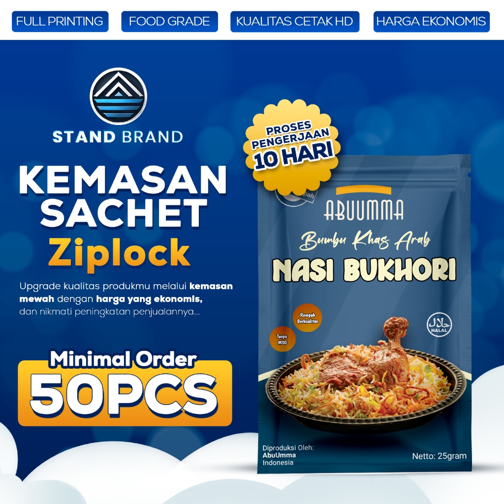 Cetak Kemasan Sachet Full Printing Custom Powder Mask  Saset Ziplock