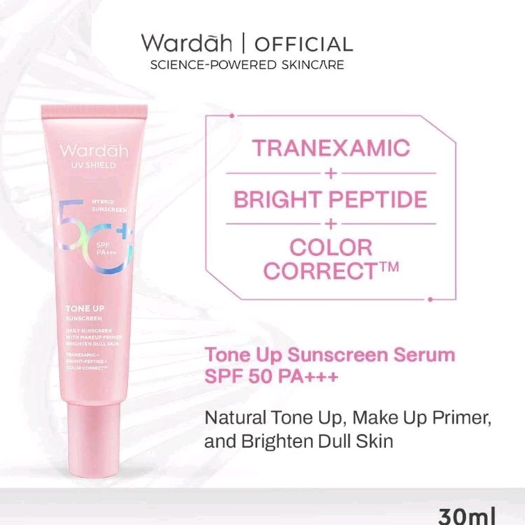 WARDAH UV Shield Tone Up Sunscreen SPF 50+ PA+++ 30ml - Sunscreen Wajah Tabir Surya Sunblock Wajah -
