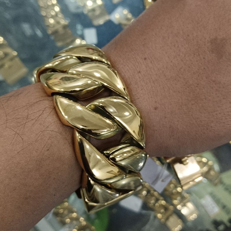Gelang Pria Rantai Jumbo Besar Big Size Titanium Gold Cowok